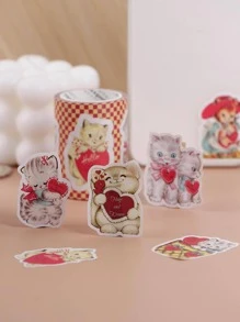 1入組卡通動物圖案多種可愛貼花適用於學生 - 黃色 - 查看 4