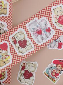 1入組卡通動物圖案多種可愛貼花適用於學生 - 黃色 - 查看 3