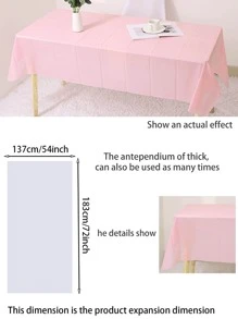 1 件纯色一次性防水防油派对桌布，适用于甜点桌装饰、户外野餐和主题派对，矩形 - 西瓜粉 - 查看 4
