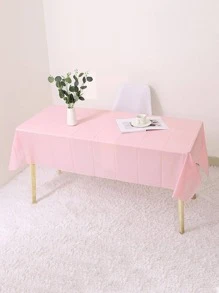 1 件纯色一次性防水防油派对桌布，适用于甜点桌装饰、户外野餐和主题派对，矩形 - 西瓜粉 - 查看 1