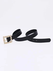 Thắt lưng khóa vuông trang trí bằng đá rhinestone - màu đen - Xem 4