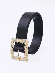 Thắt lưng khóa vuông trang trí bằng đá rhinestone - màu đen - Xem 2