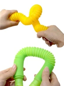7pcs/Set 19Cm Colorful Plastic Pop Tube Toy Big Size For Stretching Tubes Corrugated Tube Adult Stress Relief Toys Gift(Some Parts May Be Random) - Multicolor - View 3
