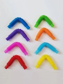 7pcs/Set 19Cm Colorful Plastic Pop Tube Toy Big Size For Stretching Tubes Corrugated Tube Adult Stress Relief Toys Gift(Some Parts May Be Random) - Multicolor - View 8