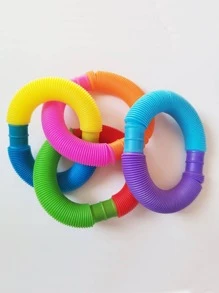 7pcs/Set 19Cm Colorful Plastic Pop Tube Toy Big Size For Stretching Tubes Corrugated Tube Adult Stress Relief Toys Gift(Some Parts May Be Random) - Multicolor - View 7