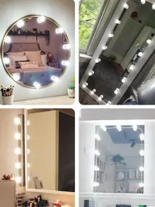 1 个 USB 电源 4/6/8/10/12/14 灯泡梳妆镜灯、化妆镜灯、颜色和亮度可调、完美用作镜前补光灯、浴室梳妆台照明活动 LED 壁灯