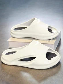 Dép Nữ Cut Out, Trượt Nhựa Màu Trắng Thời Trang Cho Mùa Hè - Đen và trắng - Xem 4