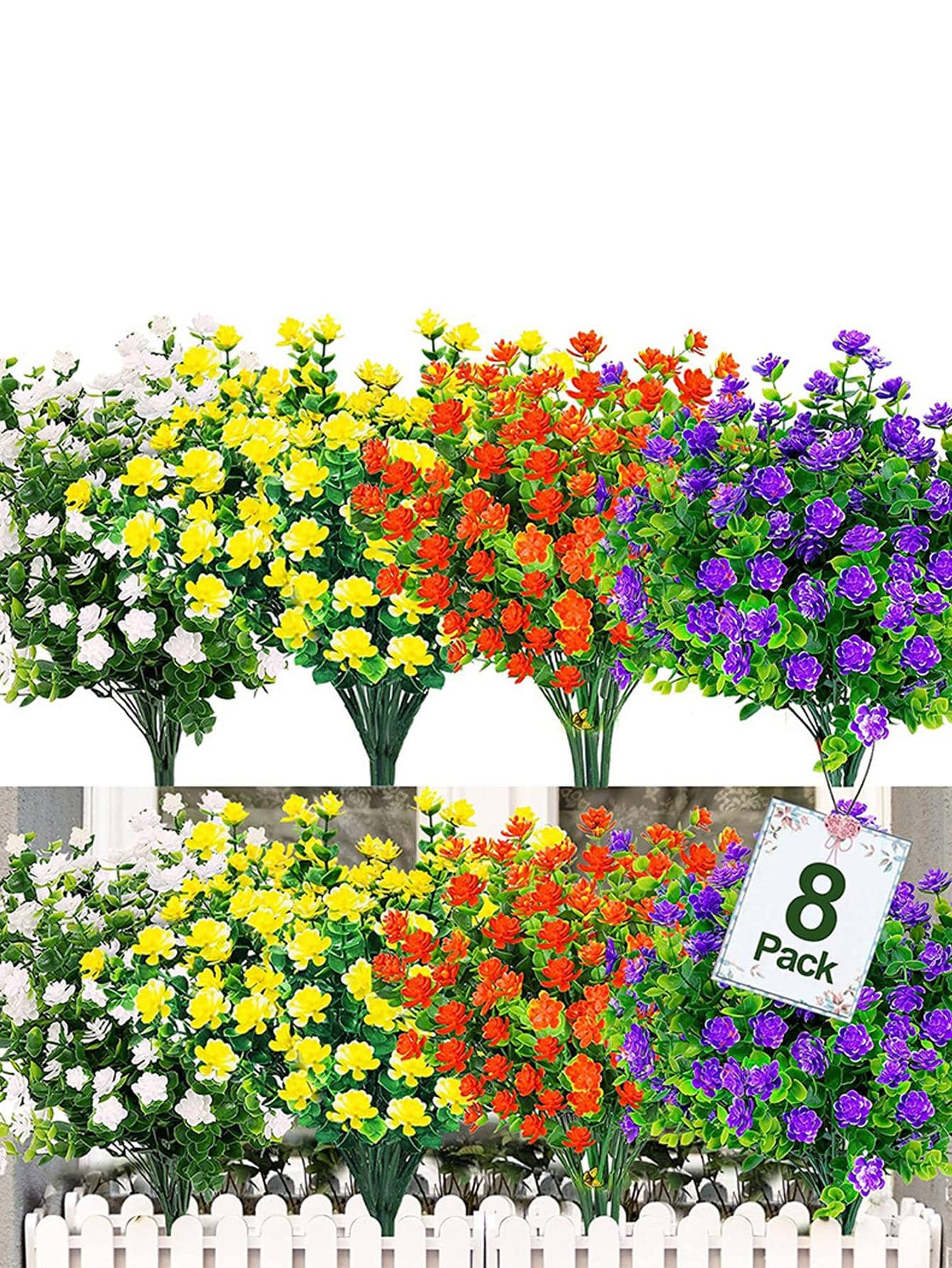 8 件人造花、桌面装饰、餐桌摆饰、人造花、塑料花 - 彩色 - 查看 1