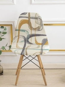 1pc Graphic Print Chair Cover, Modern Polyester Chair Slipcover For Dining Room - Multicolor - View 1