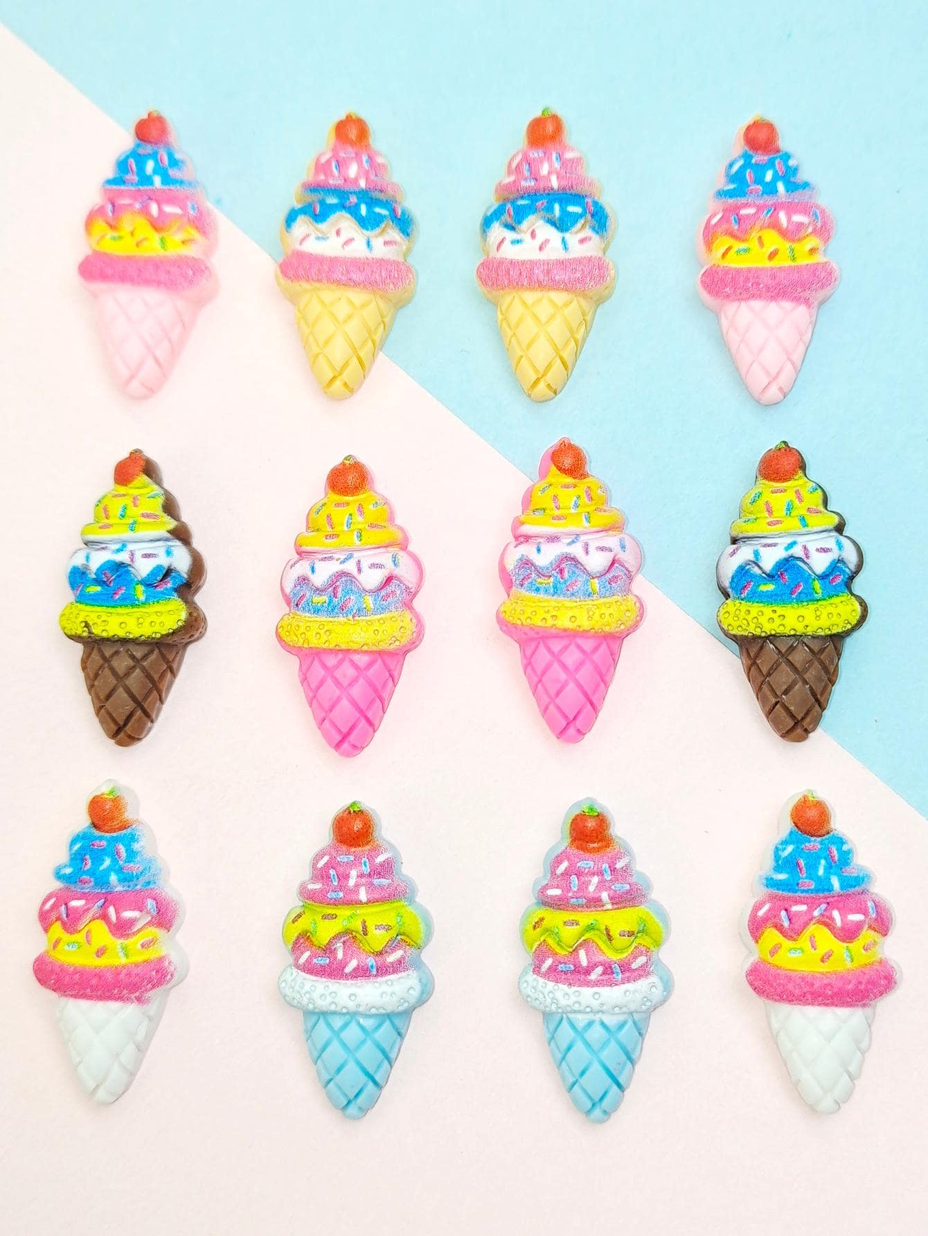 12 Cái Phụ Kiện Tóc Tự Làm Hình Kem Dễ Thương Cho Nữ Để Làm Kẹp Tóc - Nhiều màu - Xem 1