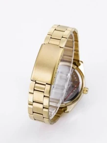 Men Round Pointer Date Quartz Watch - Gold - View 5
