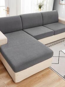 1pc Solid Color Sofa Seat Cushion Cover - Light Grey - View 2