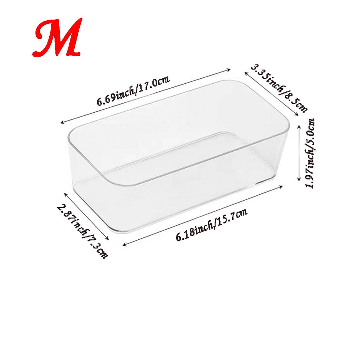 1pc Clear Rectangle Shaped Pen Box - Clear - View 1