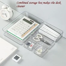 1pc Clear Rectangle Shaped Pen Box - Clear - View 2