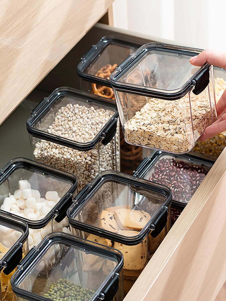 1pc 700ML Plastic Food Storage Box, Modern Clear Grain Storage Jar For Kitchen - Clear - View 1
