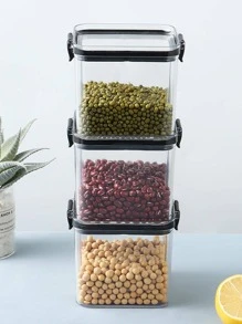 1pc 700ML Plastic Food Storage Box, Modern Clear Grain Storage Jar For Kitchen - Clear - View 4