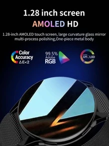 1 pieza Reloj inteligente con pulsómetro deportivo con correa de aleación de aluminio para hombres y mujeres con correa de silicona de 1 pieza, para el trabajo, gimnasio y correr - Plateado - Ver 3