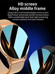 1 pieza Reloj inteligente con pulsómetro deportivo con correa de aleación de aluminio para hombres y mujeres con correa de silicona de 1 pieza, para el trabajo, gimnasio y correr - Plateado - Ver 2