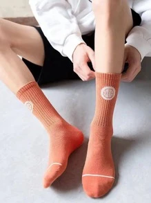 Hombres 1 par Calcetines de color al azar con estampado de baloncesto y letra casual para vida diaria - Multicolor - Ver 10