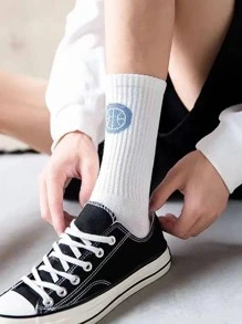 Hombres 1 par Calcetines de color al azar con estampado de baloncesto y letra casual para vida diaria - Multicolor - Ver 8