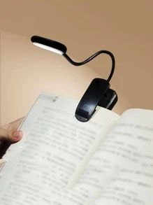 1 pieza de plástico Libro simple negro Luz de lectura con abrazadera para dormitorio - Negro - Ver 2