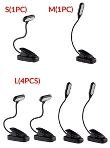 1 pieza de plástico Libro simple negro Luz de lectura con abrazadera para dormitorio - Negro - Ver 3