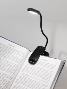 1 pieza de plástico Libro simple negro Luz de lectura con abrazadera para dormitorio - Negro - Ver 6