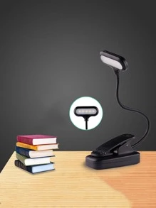 1 pieza de plástico Libro simple negro Luz de lectura con abrazadera para dormitorio - Negro - Ver 4