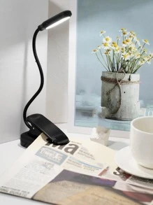 1 pieza de plástico Libro simple negro Luz de lectura con abrazadera para dormitorio - Negro - Ver 9
