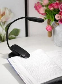 1 pieza de plástico Libro simple negro Luz de lectura con abrazadera para dormitorio - Negro - Ver 7