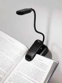1 pieza de plástico Libro simple negro Luz de lectura con abrazadera para dormitorio - Negro - Ver 8