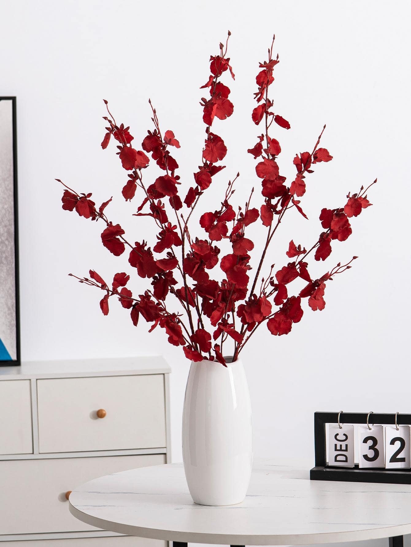件舞動蘭花形人造花，現代北歐風格，適合派對插花家居裝飾 - 紅色 - 查看 1