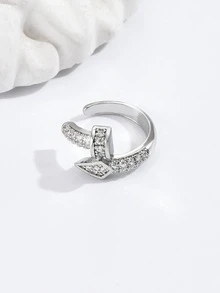 1入組魅力四射銅方晶鋯石裝飾蝸牛設計耳夾適合女士適用於日常生活 - 銀色 - 查看 2