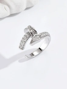 1入組魅力四射銅方晶鋯石裝飾蝸牛設計耳夾適合女士適用於日常生活 - 銀色 - 查看 3