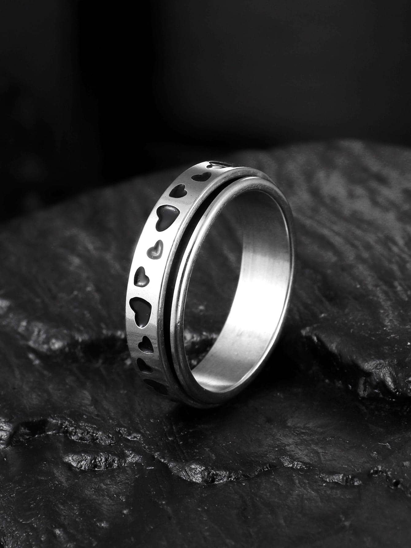 男士愛心細節戒指,適用於首飾類禮品和派對 - 彩色 - 查看 1