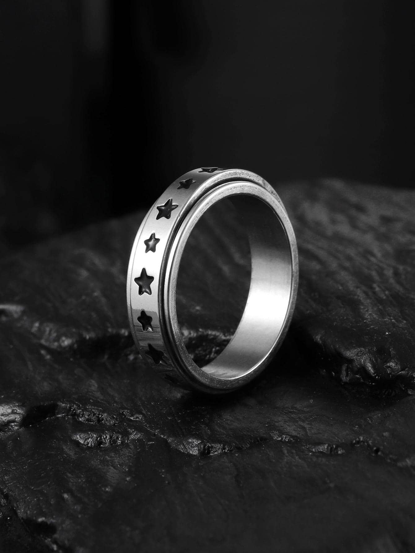 男士星星細節戒指,適用於首飾類禮品和派對 - 彩色 - 查看 1