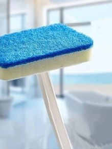 4 فرش تنظيف إسفنجية طويلة المقبض للحمام، البلاط الأرضي، البلاط السيراميك (1 فرشاة + 3 رؤوس بديلة)، فرشاة تنظيف المرحاض، ديكور حمام، ديكور خريفي - أبيض - مشاهدة 3