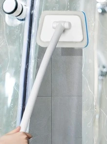 4 فرش تنظيف إسفنجية طويلة المقبض للحمام، البلاط الأرضي، البلاط السيراميك (1 فرشاة + 3 رؤوس بديلة)، فرشاة تنظيف المرحاض، ديكور حمام، ديكور خريفي - أبيض - مشاهدة 6