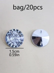 20入組/套PMMA鈕扣簡單清晰手工縫紉和縫紉工藝用品 - 無色 - 查看 6