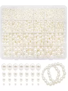 1 盒彩色穿线珍珠串珠，4/6/8/10 毫米珠宝制作套件珍珠串珠适用于手链项链珠宝制作工艺装饰 - 彩色 - 查看 1