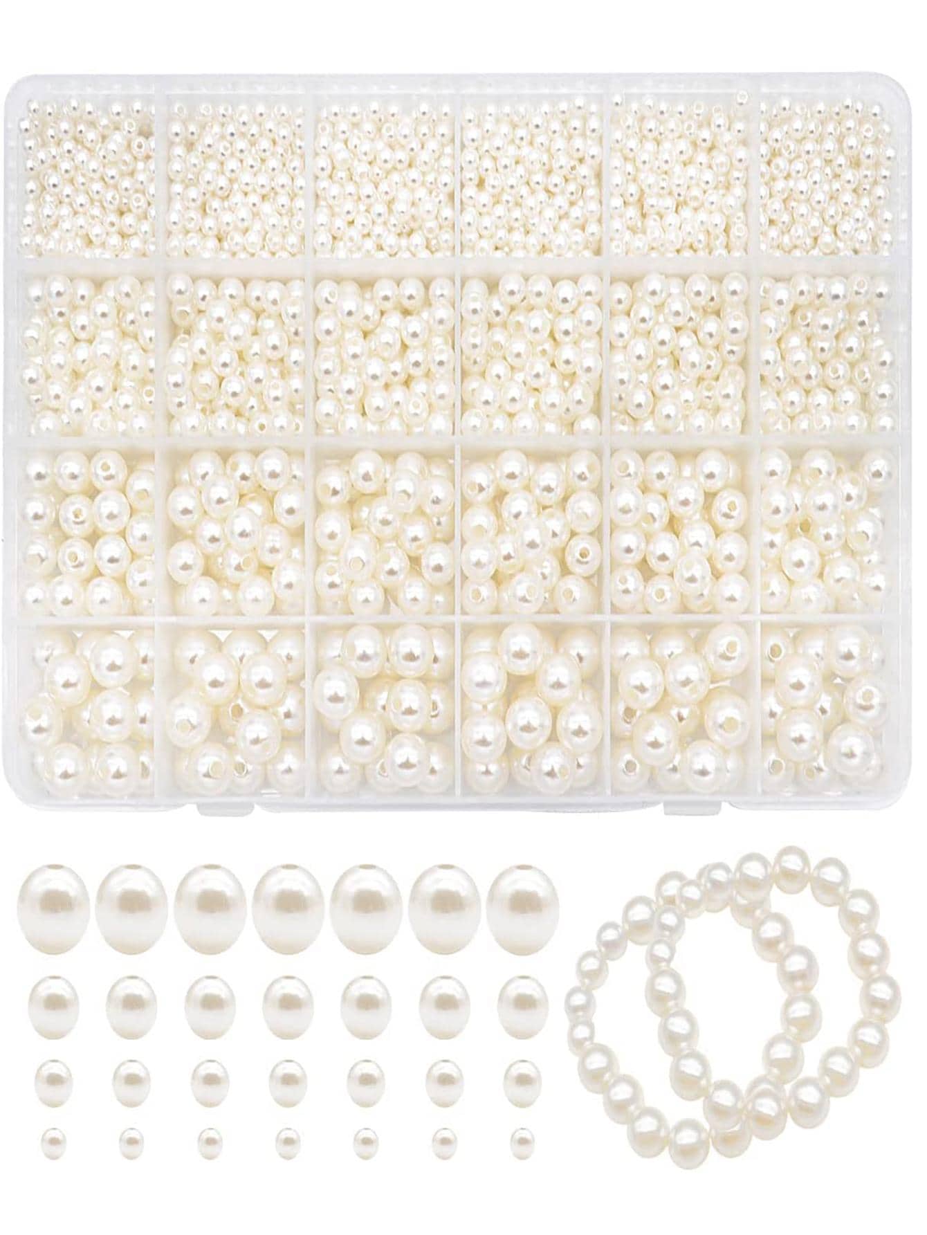 1 盒彩色穿线珍珠串珠，4/6/8/10 毫米珠宝制作套件珍珠串珠适用于手链项链珠宝制作工艺装饰 - 彩色 - 查看 1