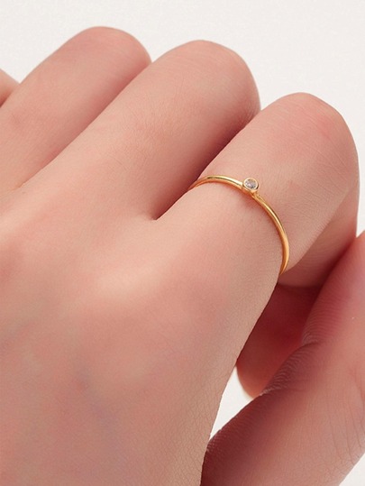 1pc Fashion Stainless Steel Rhinestone Decor Ring For Women For Daily Life