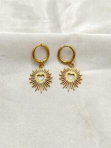 Hoa tai hình trái tim rỗng chi tiết mặt trời cho ngày lễ tình nhân, mẹ, mẹ, ngày của mẹ, quà tặng - Vàng - Xem 3