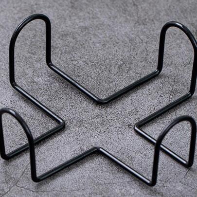 1pc Iron Coaster Holder, Creative Geometric Design Black Coaster Stand For Table
