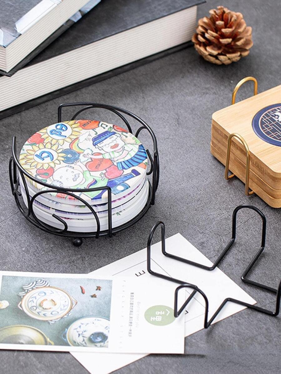 1pc Iron Coaster Stand, Creative Geometric Design Coaster Holder For