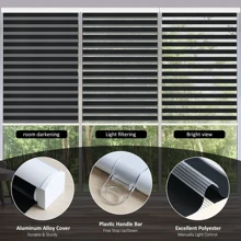 LUCKUP Cordless Zebra Blinds Roller Shades For Window-Dual Layer Sheer Blinds Light Control With Valance Day Night Privacy Light Filtering Fabric, Easy To Install, White, Dark Grey, Black - 黑色 - 查看 3