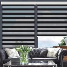 LUCKUP Cordless Zebra Blinds Roller Shades For Window-Dual Layer Sheer Blinds Light Control With Valance Day Night Privacy Light Filtering Fabric, Easy To Install, White, Dark Grey, Black - 黑色 - 查看 5