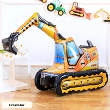 1pc Engineering Vehicle Design Playable Balloon, Creative Aluminum Balloon For Birthday Party,Christmas - Orange - View 1