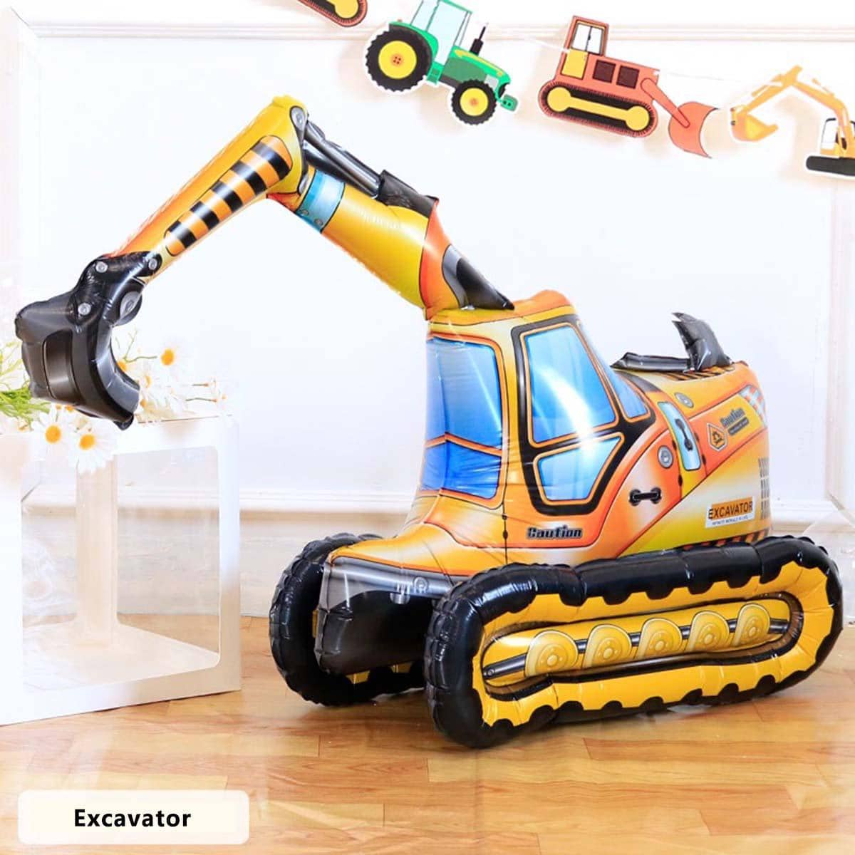 1pc Engineering Vehicle Design Playable Balloon, Creative Aluminum Balloon For Birthday Party,Christmas - Orange - View 1