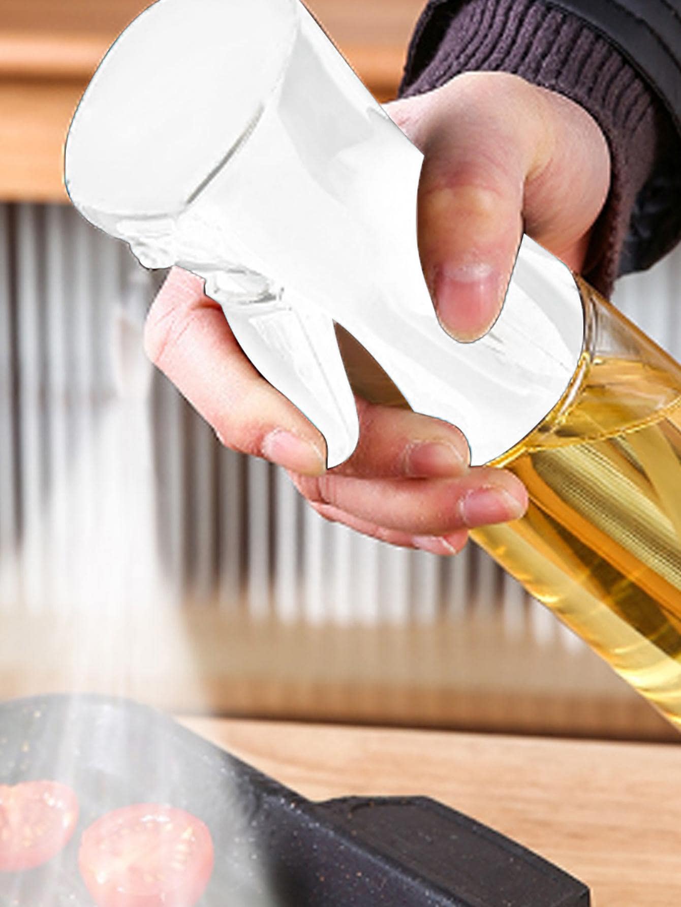 1pc ABS Oil Sprayer, Nordic Transparent Pressurized Oil Spray Bottle For Kitchen - White - View 1